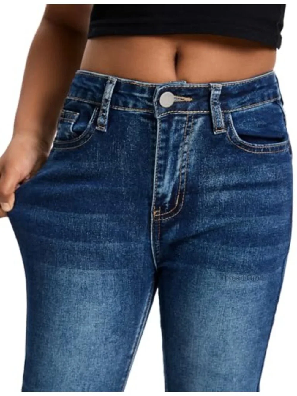 Girls Ripped Flared Jeans Bell Bottoms Retro Denim Pants High Waist Skinny